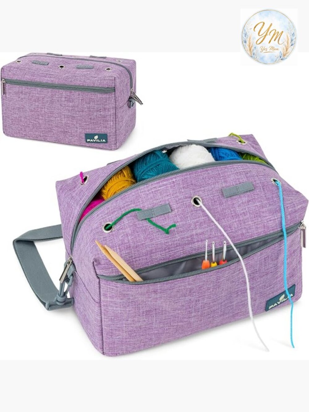 Knitting & Crochet On-The-Go Project Bag, Organizer for Accessories